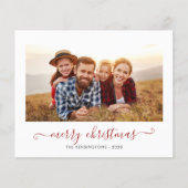 Papier BUDGET Red Buffalo Plaid Script Photo de Noël (Devant)