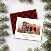 Papier BUDGET Red Buffalo Plaid Script Photo de Noël