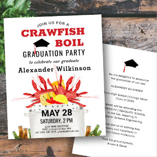 Papier BUDGET Red Crawfish Boil GRAD Party Invitation
