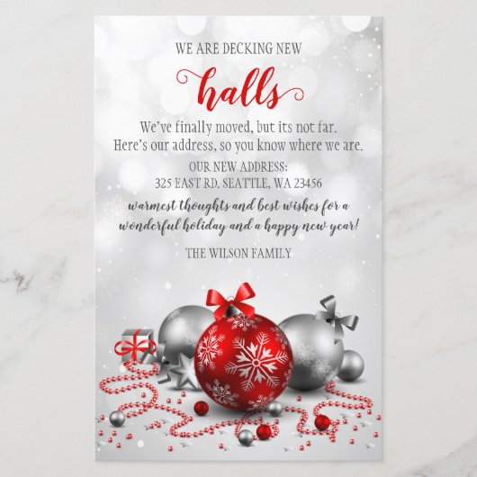 Papier Budget Red Decking New Halls Moving Holiday Card (Devant)