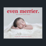 Papier BUDGET Red Encore plus joli Nouveau bébé photo Col<br><div class="desc">Carte de vacances minimaliste Red even Merrier New Baby Photo Collage</div>