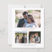 Papier BUDGET Red Florals Citation Mariage 3 Photo Merci (Dos)