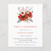 Papier BUDGET Red Florals Mariage Soirée Invitation (Devant)