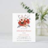 Papier Budget Red Florals Répétition Dîner Invitation (Debout devant)