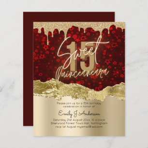 Papier BUDGET Red Gold Foil Parties scintillant Quinceane