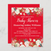 Papier Budget Red Green Baby shower Floral Invitation (Devant / Derrière)
