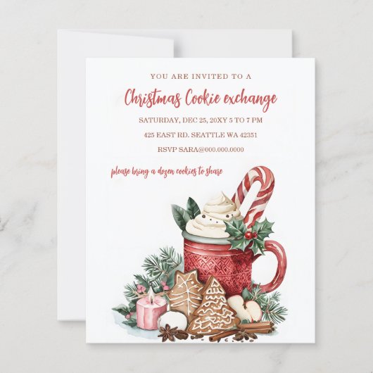 Papier Budget Red Green Cookie Exchange Christmas Party (Devant)