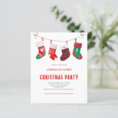 Papier Budget Red Green Stocking Noël Invitation (Debout devant)