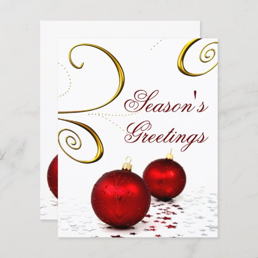 Papier Budget Red Ornaming Business Holiday Card (Devant / Derrière)
