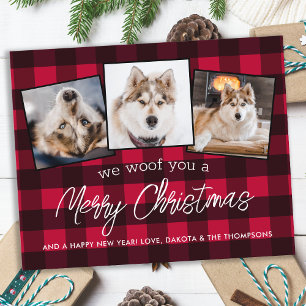 Papier Budget Red Plaid Custom Pet Chien Photo Noël