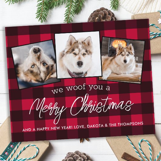 Papier Budget Red Plaid Custom Pet Chien Photo Noël