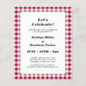 Papier BUDGET Red Plaid Photo Je fais Fiançailles Invitat (Dos)