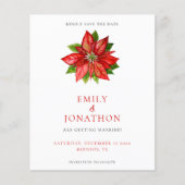 Papier Budget Red Poinsettia Mariage Enregistrer La Date (Devant)