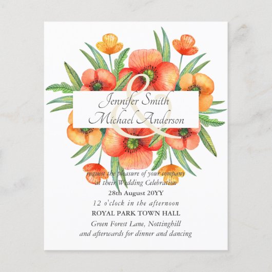 Papier Budget Red Poppy Poppies Mariage Ampersand (Devant)