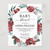 Papier Budget Red Rose & Green Baby shower Invitation (Devant)