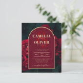 Papier BUDGET Red Roses ForêtVert Mariage d'hiver INVITAT (Debout devant)
