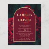 Papier BUDGET Red Roses ForêtVert Mariage d'hiver INVITAT (Devant)