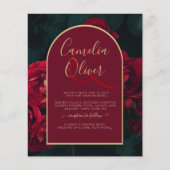 Papier BUDGET Red Roses ForêtVert Mariage d'hiver INVITAT (Devant)