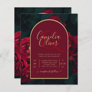 Papier BUDGET Red Roses ForêtVert Mariage d'hiver INVITAT