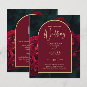 Papier BUDGET Red Roses ForêtVert Mariage d'hiver INVITAT