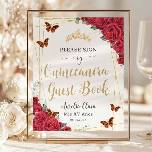 Papier Budget Red Roses Quinceanera Anniversaire Livre d'