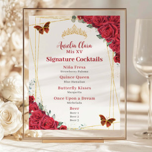 Papier Budget Red Roses Quinceanera XV Barre d'anniversai