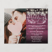 Papier Budget Red Rustic Lumières Photo Wedding Invitatio (Devant)