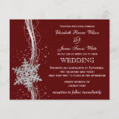 Papier Budget Red Silver Snowflake Faire-part de mariage (Devant)