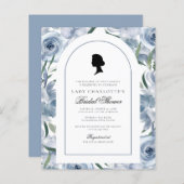 Papier Budget Regency Dusty Blue Bridal Shower Invitation (Devant / Derrière)