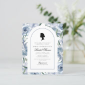 Papier Budget Regency Dusty Blue Bridal Shower Invitation (Debout devant)