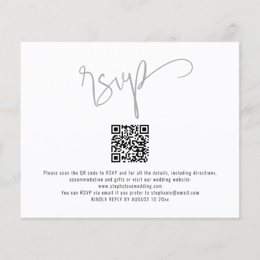 Papier BUDGET Rejoignez-nous 3 Photos Script Wedding Invi (Dos)