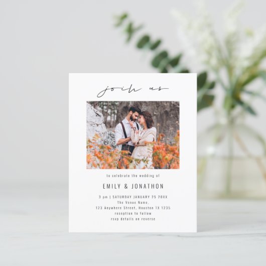 Papier Budget Rejoignez-nous Script Photo QR Code Mariage (Debout devant)