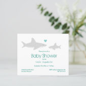 Papier Budget Requin vert Baby shower blanc Invitation (Debout devant)