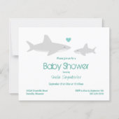 Papier Budget Requin vert Baby shower blanc Invitation (Devant)