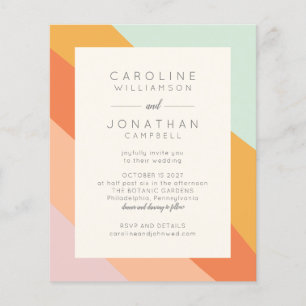 Papier Budget Retro Abstrait Stripes Chic Wedding Invitat