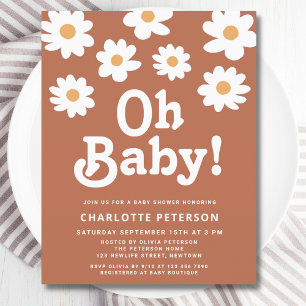 Papier Budget Retro Baby shower Daisy Invitation