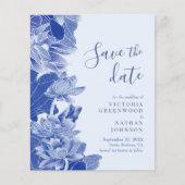 Papier Budget Retro Blue Floral avec photo Enregistrer la (Devant)