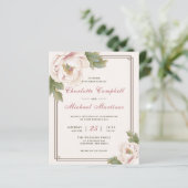 Papier Budget Retro Blush Peony Floral Faire-part de mari (Debout devant)