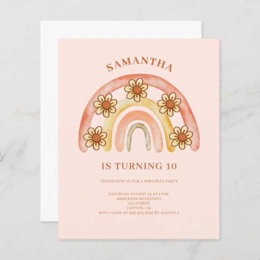 Papier Budget Retro Boho Arc-en-ciel 10e anniversaire Inv (Devant / Derrière)