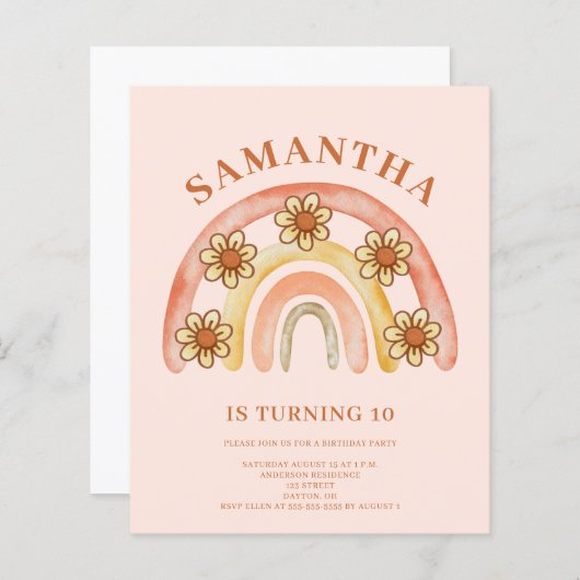 Papier Budget Retro Boho Arc-en-ciel 10e anniversaire Inv (Devant / Derrière)