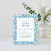 Papier Budget Retro Boho Blue Ditsy Fête des mariées flor (Debout devant)