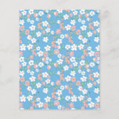 Papier Budget Retro Boho Blue Ditsy Fête des mariées flor (Dos)