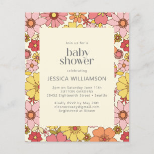 Papier Budget Retro Boho rose jaune Baby shower floral