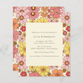 Papier Budget Retro Boho rose jaune Mariage floral (Devant / Derrière)
