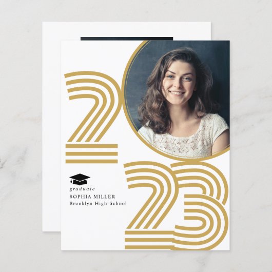 Papier Budget Retro Classe Année Photo Graduation Card (Devant / Derrière)