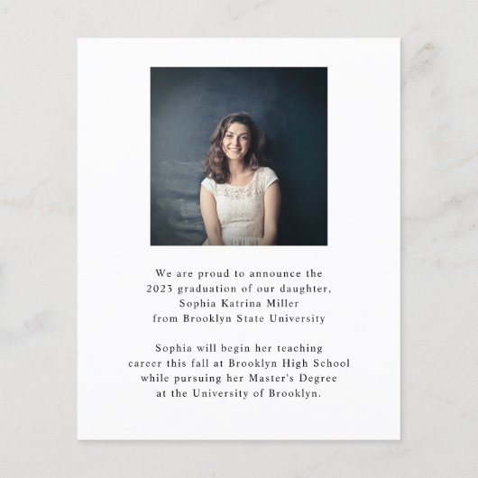 Papier Budget Retro Classe Année Photo Graduation Card (Dos)