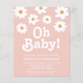 Papier Budget Retro Daisy Baby shower rose Invitation (Devant)