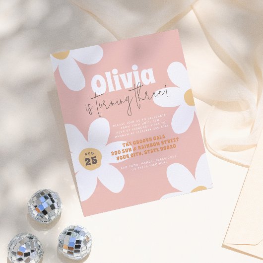Papier Budget Retro Daisy Boho Super fille fête d'anniver