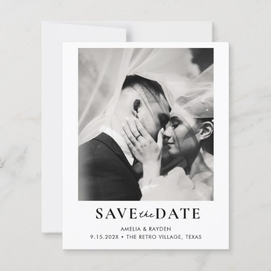 Papier BUDGET Retro Elegant Photo Wedding Save the date (Devant)