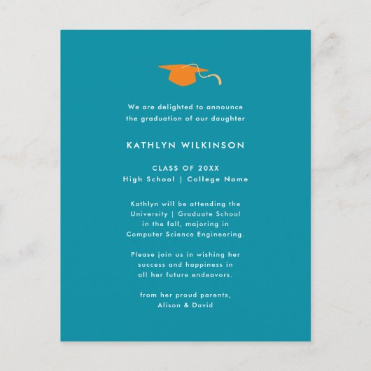 Papier BUDGET Rétro Floral Wreath Photo GRAD Faire-part (Dos)